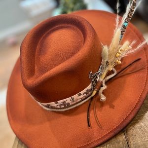 Rust orange fall rancher flat brim hat